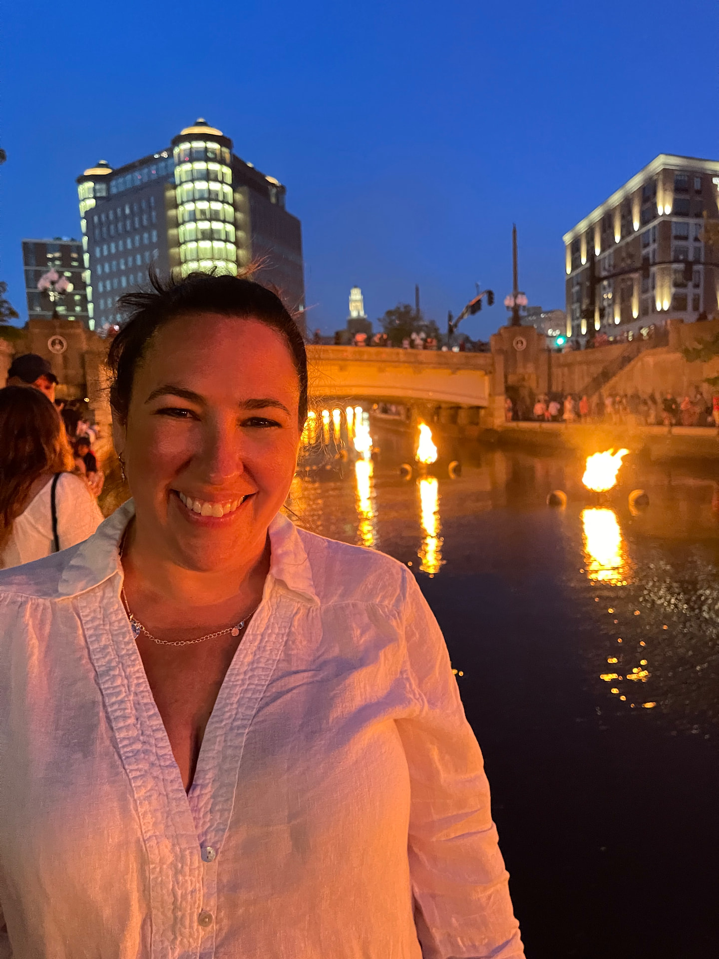 Cheryl Casserly at WaterFire in Providence, Rhode Island